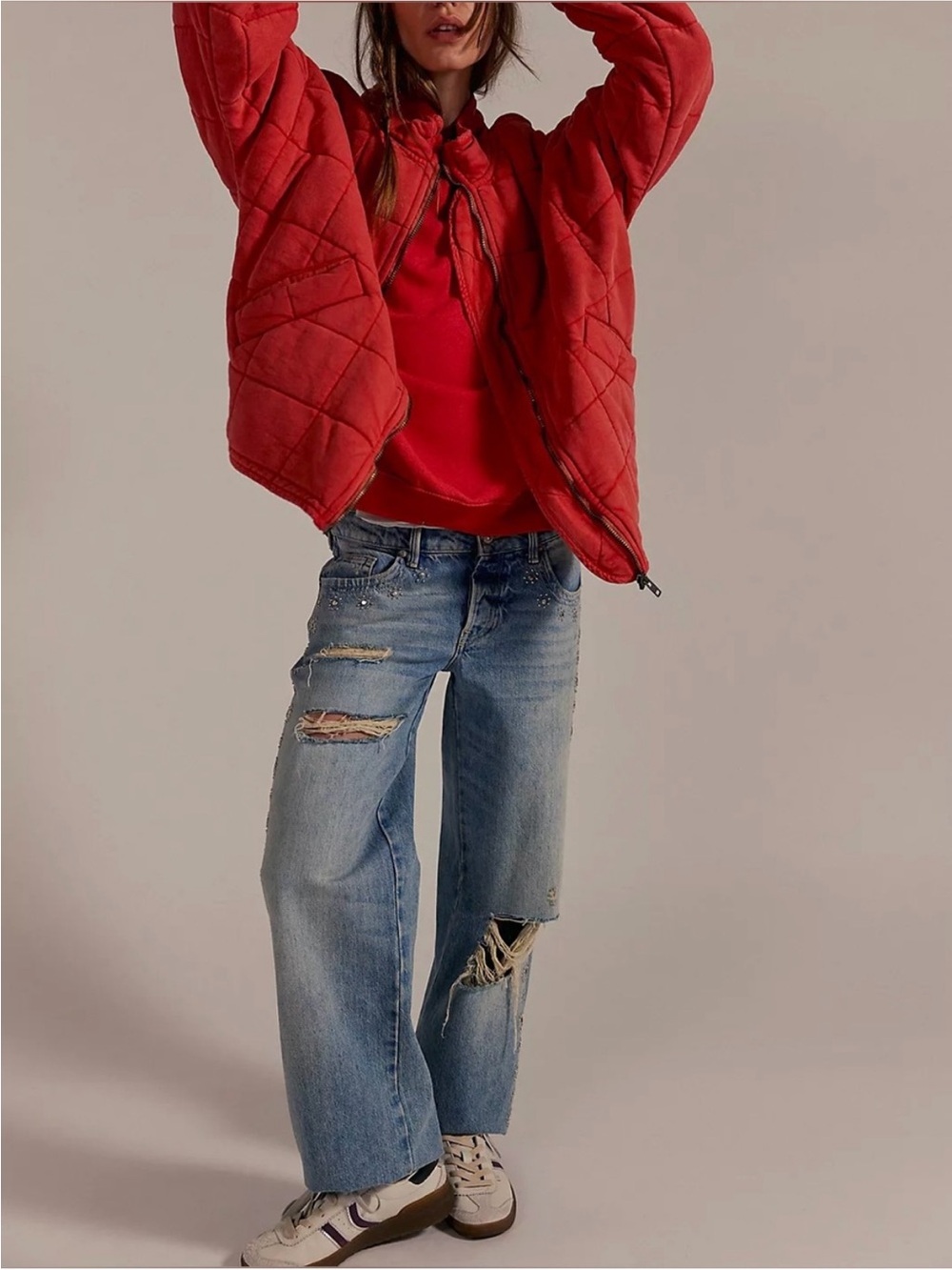 NWT Free People We The Free Camden Sweatshirt - flame red - XS, Small, Medium - Picture 5 of 10